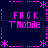 Pixelated text and symbols on a dark blue background with pink elements arranged in four quadrants.