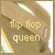 Animated sequence of a golden metallic object with text 'flip flop queen' in yellow and white, showing one frame where the text is outlined as a heart shape.