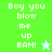 Pixelated text "Boy you blow me up BAM!" appears on green and light blue backgrounds with a star icon, transitioning between two color schemes.