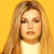 Static pixelated image of a person with long light brown hair against a solid yellow background, wearing a white top.
