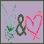 Pixelated icon with green peace sign, ampersand, and pink heart on lavender background; lower section displays 'Hippie' text in dark green.