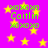 A static image with a bright pink background filled with yellow stars and green text reading "XOXO Caitlin XOXO" repeated in multiple