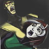 Animated sequence showing a character with red hair and green clothing falling backward while another figure reaches toward them, accompanied by text reading "Catch me as I fall...".