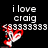 Pixelated black background with white text reading 'i love craig' and repeated '3's, plus a red and white pixelated heart shape.