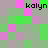 Pixelated of green, pink, and gray squares with four instances of the text 'kalyn' in black pixel font