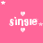 Pink background with repeated 'single' text, small hearts above and below each word, scattered white stars in various sizes.