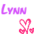 Animated sequence of repeated text and heart symbols in pink, purple, and cyan on white background.