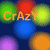 A 4-frame contact sheet of an animated buddy icon featuring the text "CrAzY" over colorful blurred circles on varying backgrounds.