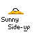 Pixelated icon shows a yellow mound with a white and dark-colored object on top, below which is text reading 'Sunny Side-up' in blocky font.