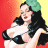 Pixelated pinup-style figure with teal hair and black lingerie against red-yellow gradient background, next to green text reading "OriginalIcons.com".