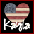 Static pixel art icon featuring a heart-shaped American flag design with the name "Kayla" below it on a black background, framed by a thin red border.