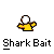 Animated contact sheet of a yellow stick figure character with white head and gray shark fins, labeled "Shark Bait" across multiple frames showing sequential motion cycles.