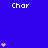 Pixelated blue background with white 'Char' text and pink heart symbols in various arrangements.