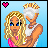 Pixel art contact sheet of an animated buddy icon showing a couple embracing with changing text and heart symbols across frames.