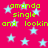 A static image with a bright pink background filled with light blue stars, featuring repeated green text reading "amanda single and lookin" in a pixelated font.