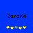 Blue background with black text 'ZoroK4' and five yellow plus signs, one gray plus sign, and one yellow plus sign in two