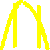 Yellow pixelated X-shaped symbols on a gray background, with two distinct forms side-by-side.