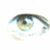A pixelated eye image with text fragments arranged in a , displaying partial phrases