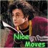 Six display Harry Potter characters with overlaid text: 'Nice Moves', 'Potter', 'You like my moves then?', 'I could get used to them', 'I think I'd like that..', and 'Love Under Will Harry. Draco. Together.'