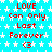 A static image with a bright cyan background covered in white stars, displaying repeated red text and symbols.