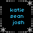 Static pixel art with four quadrants of blue text names surrounded by white star and dashed-line borders on black background
