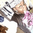 Pixelated anime-style character with white hair and glasses holding pink flowers against a light background, next to blue text reading "I'm crazy and you love it!!!" on black.
