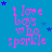 identical pink text reading "i love boys who sparkle" on a blue background with scattered purple stars
