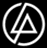 Two static frames of a black-and-white animated buddy icon showing a stylized triangle within a broken circle, displayed side-by-side in a contact sheet layout.
