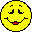 Six yellow pixelated smiley faces with closed eyes and red lips in various expressions on a gray background.