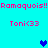 Pixelated cyan background with pink text and blue hearts, displaying repeated phrases and symbols in a static layout.