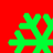 Green snowflake-shaped icons on a red background, arranged in a with varying branch patterns