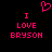 Pixelated pink text and heart symbol on black background, two identical side-by-side layouts with 'I LOVE BRYSON' below a heart.