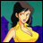 A pixelated anime-style character in a yellow dress with purple accents against a teal background, paired with stylized text on the right side of the image.