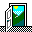 Six pixel-art doors in two ; some open to reveal day/night scenes with yellow sun/crescent moon, green hills, blue water, and purple clouds