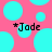 *Jade text appears twice on a pink background with cyan circles; no visible animation changes.