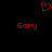Red pixelated heart symbol above two instances of the name 'Gory' in red pixelated text on a black background.