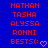 Blue background with red pixelated text listing names and a pink heart symbol, displayed in two identical vertical