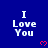 A static contact sheet of a 3x3 grid showing repeated frames from an animated icon with blue background, white text "I Love You", and red pixel hearts.