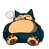 Two side-by-side pixel art frames of a sleeping Pokémon character with blue body, beige belly, and red feet, showing animation changes between open and closed eyes.