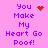 A 4-frame animated contact sheet showing a pixel art icon with purple text and red symbols on a pink background, cycling through heart and starburst effects.