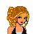 Pixelated cartoon-style contact sheet showing three frames of an animated buddy icon with a blonde woman, midsection view, and mermaid tail alongside text reading "You know you think I'm a SEXY BEAST".