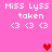 Pixel art icon with pink background showing "Miss Lyss taken" text and three heart symbols, featuring animated red hearts appearing in different positions across frames.