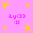 Pink background with yellow stars and repeated purple text 'iLy<33 :]]' in four corners.