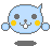 Four pixelated blue cartoon faces with yellow cheeks and gray outlines arranged in a , each showing distinct mouth expressions against a light gray background