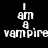 Black background with white text "I am a vampire" repeated across six , each containing red rectangular overlays in different positions