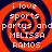 Four identical orange and dark blue spiral patterns with white text reading 'i love sports partys and party's MELISSA RAMOS' arranged in a