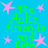 Pixelated green text and pink stars on a bright blue background with no visible animation changes.