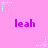 Pixelated pink background with repeated purple 'leah' text and light blue star-shaped animations.