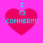 Pixelated heart-shaped icon with cyan text on pink background, showing 'I <3 CONNER!!!!' in two variations of size and position.