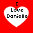 Four identical heart-shaped icons with 'I Love Danielle' text on a red background, each displaying slight pixel variations.